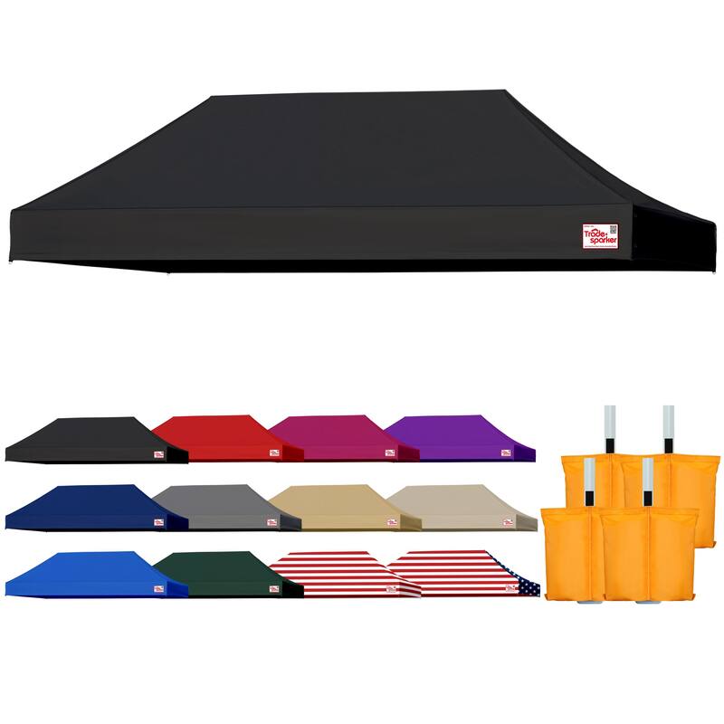 Tradesparker 10x20 Commercial Canopy Replacement Top Windproof with 6 Sand Bags - 10x20ft - Black