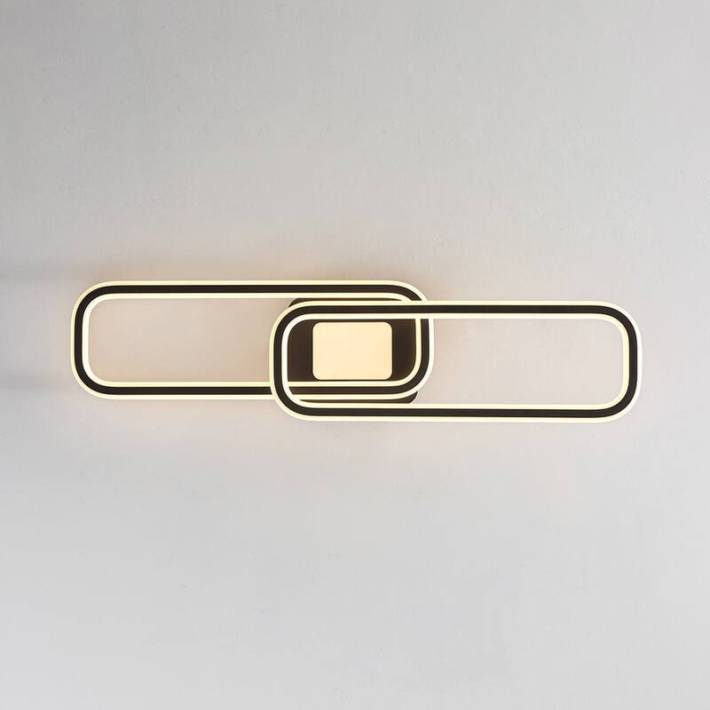 Dimmable LED Dual Oval Ring Long Semi Flush Mount Light 41in