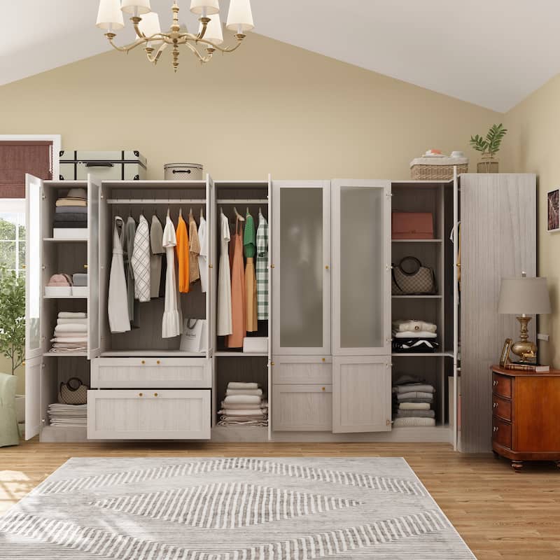 Modular Modern Glass Door Wardrobe:Storage Closet Solution Armoire