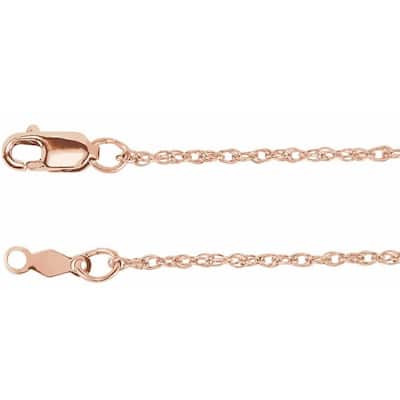Curata 14k Rose Gold 1.25mm Rope Chain Necklace (Lobster) Options: 16 18 20 24