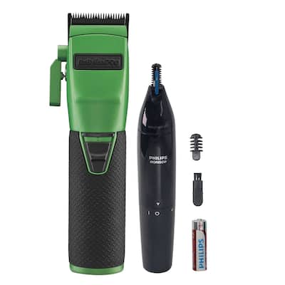 BaByliss Pro FX870 GI BOOST+ Influencer Collection Cordless Clipper - Green + Ultimate Comfort Nose Trimmer NT1605/60