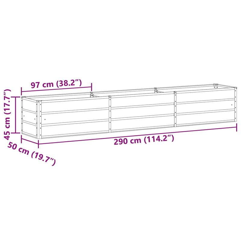 vidaXL Planter in Galvanised Steel - 39.37 x 19.69 x 17.72