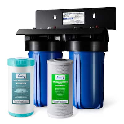 iSpring 2-Stage Iron and Manganese Reducing Whole House Water Filtration System w/ 10" x 4.5" Filters, 1" Ports