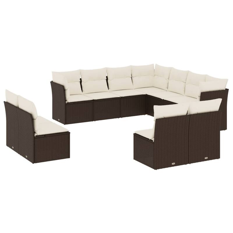 vidaXL Outdoor Sofa Set Brown (sofa), Cream white (cushions) - 24.4 x 24.4 x 27.2