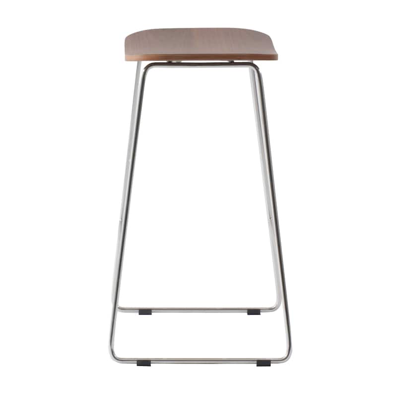 Melrose Modern Wood Saddle Seat Counter Stool by Set of 2 LeisureMod - 26"