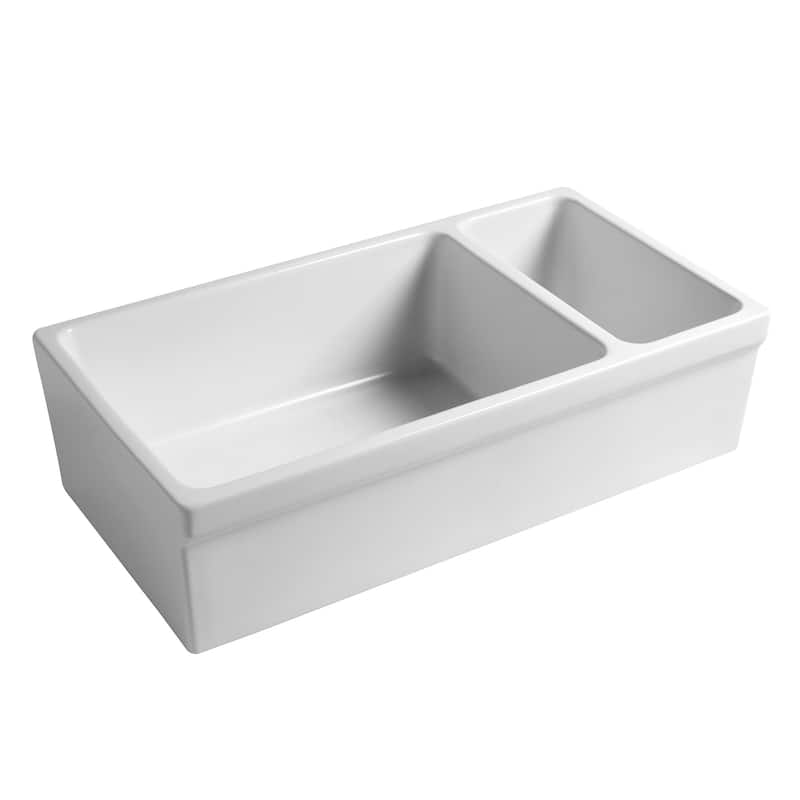 Whitehaus 36" Quatro Alcove Double Basin Reversible Fireclay Farm