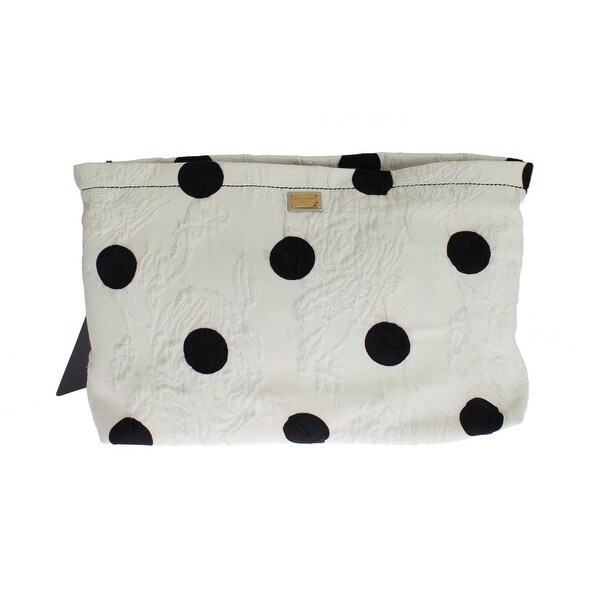 black and white polka dot clutch bag