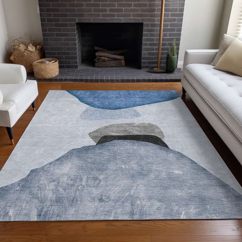 Machine Washable Indoor/ Outdoor Modern Abstract Chantille Rug