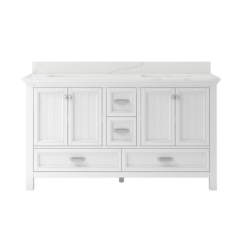 CRAFT + MAIN BAVT6122D-QCB Brantley 60" Free Standing Double Basin - White