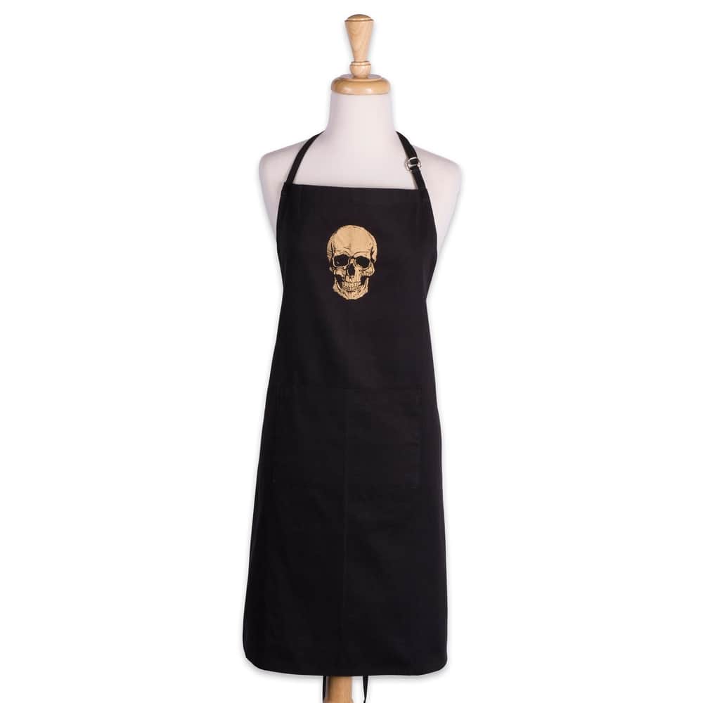 Design Imports Gold Skull Print Chef Kitchen Apron