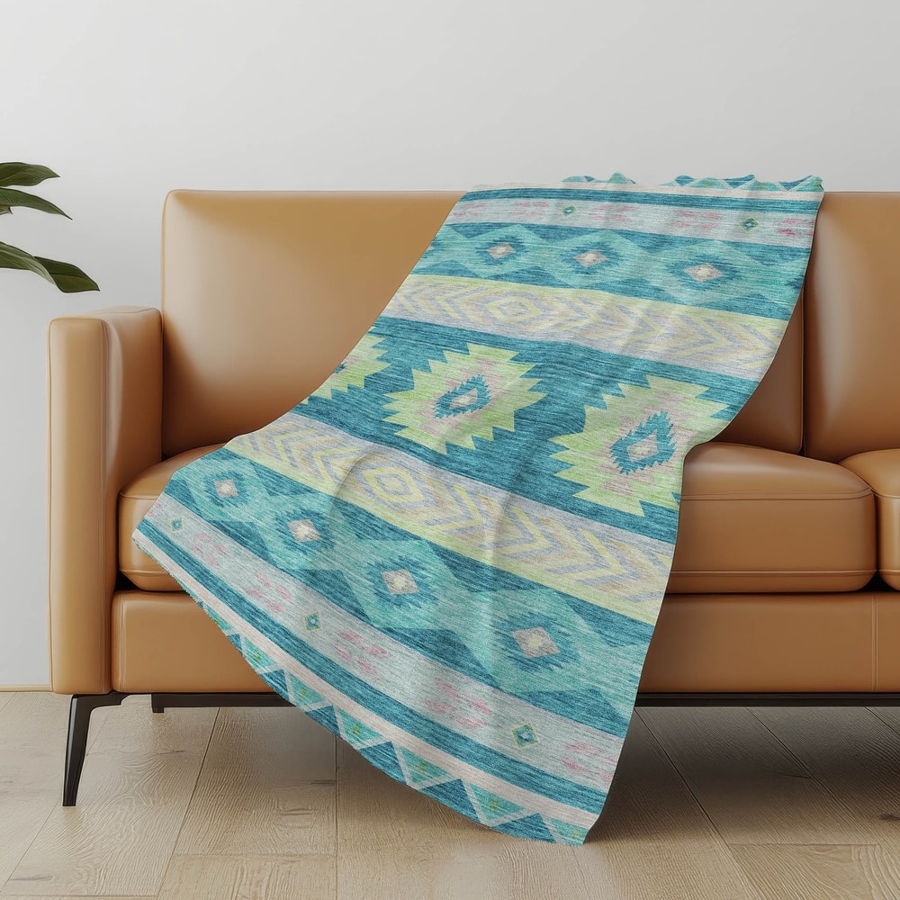 Premium Machine Washable ASB178 Southwest Tribal Sherpa Throw Blanket