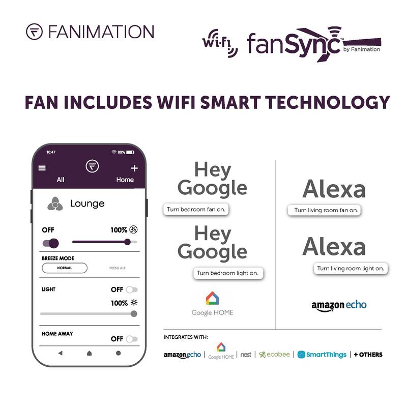 Fanimation Kute 52 inch Indoor/Outdoor Smart Ceiling Fan with Remote - Brushed Nickel