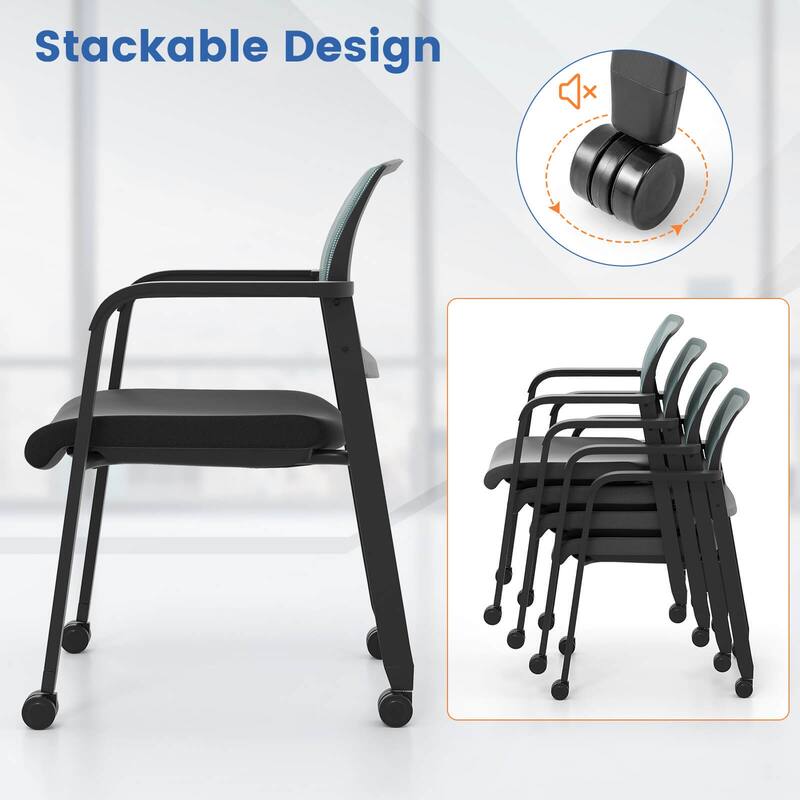 Costway Conference Chairs Set of 2/4 Stackable Office Guest Mesh Chair