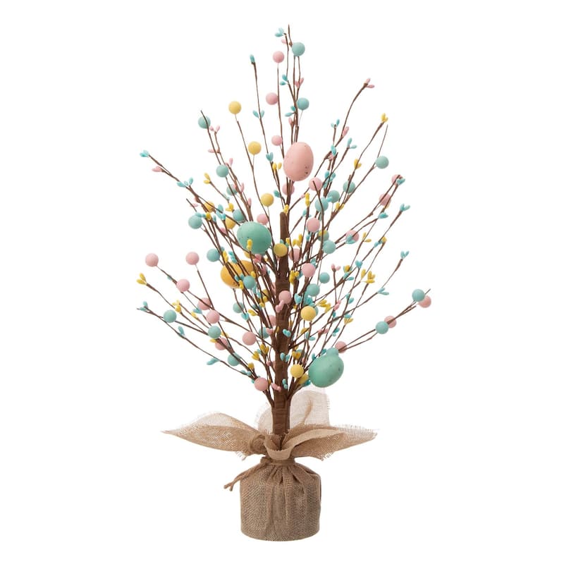 Glitzhome 18"H Easter Eggs Blossom Table Tree Spring Artificial Plants Centerpieces - Multi-Color