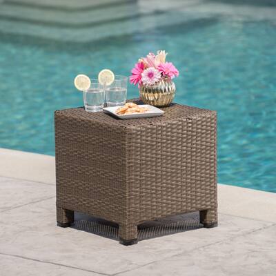 Puerta Outdoor Wicker Accent Side Table by Christopher Knight Home