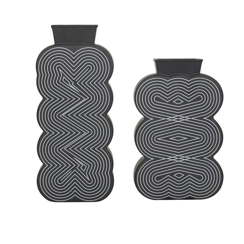 CosmoLiving by Cosmopolitan Black Ceramic Vase (Set of 2)