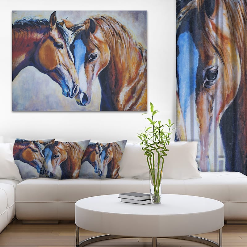Brown Amorous Horses - Animal Canvas Print