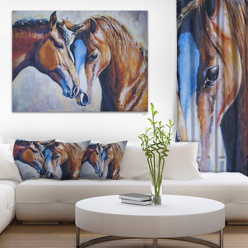Brown Amorous Horses - Animal Canvas Print