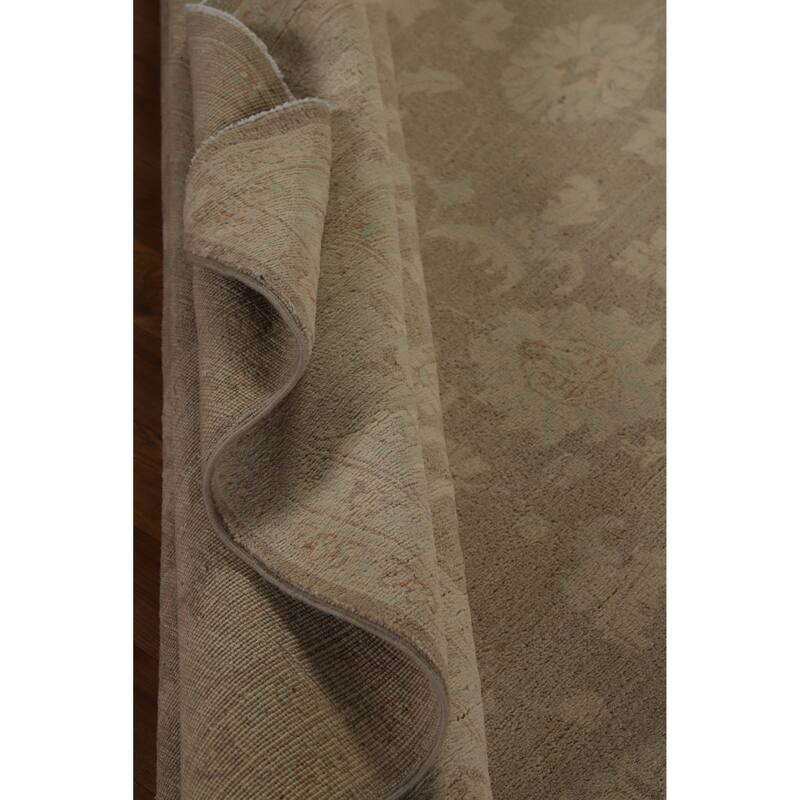 Hand Knotted Oriental 100% Wool Carpet Transitional All-Over Brown Oushak Area Rug - 9' 8'' X 6' 8''
