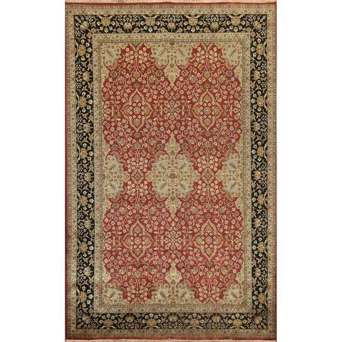 Vegetable Dye Floral Kashan Oriental Area Rug Wool Handmade Carpet - 6'0" x 8'7"