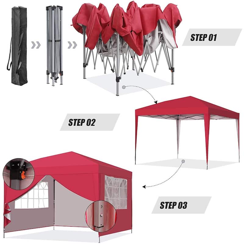 Ainfox 10x10ft Outdoor Pop Up Canopy Tent with 4 Removable Sides and Carrying Bag