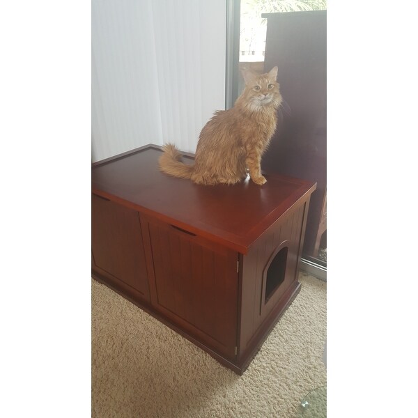 Merry Products Walnut Cat Hidden Litter Box Furniture Bench Merry Products Walnut Cat Hidden Litter Box Furniture Bench Free Shipping Today 6531664
