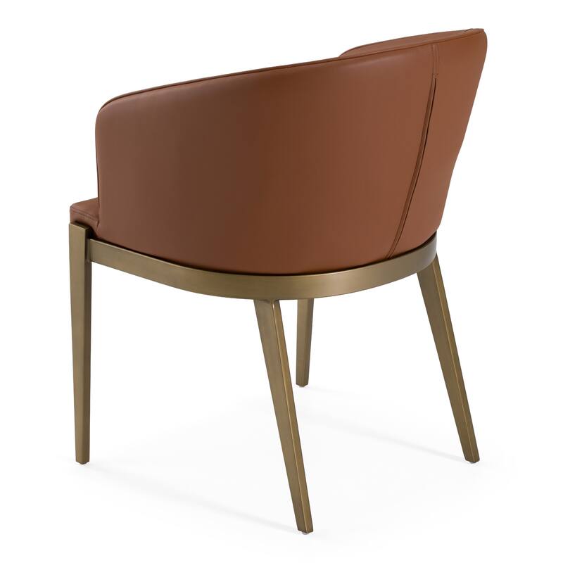 Modrest Aragon Modern Brown Vegan Leather & Brass Dining Chair