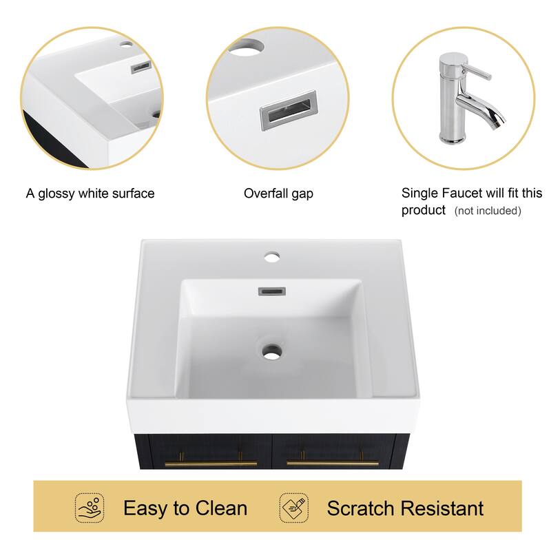Malwee 24"/30"/36"/48" Bathroom Vanity with Sink, FreeStanding Vanity with Soft Close Doors and adjustable shelf