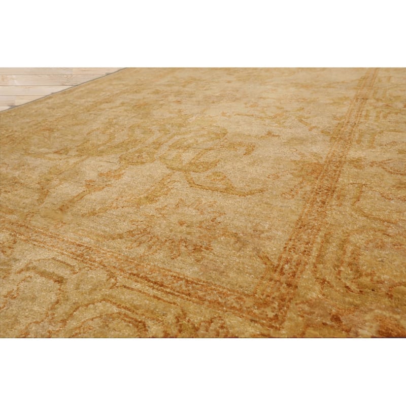 Hand Knotted Chobi Peshawar Light Gold Persian Wool Oriental Area Rug - 4' x 6'
