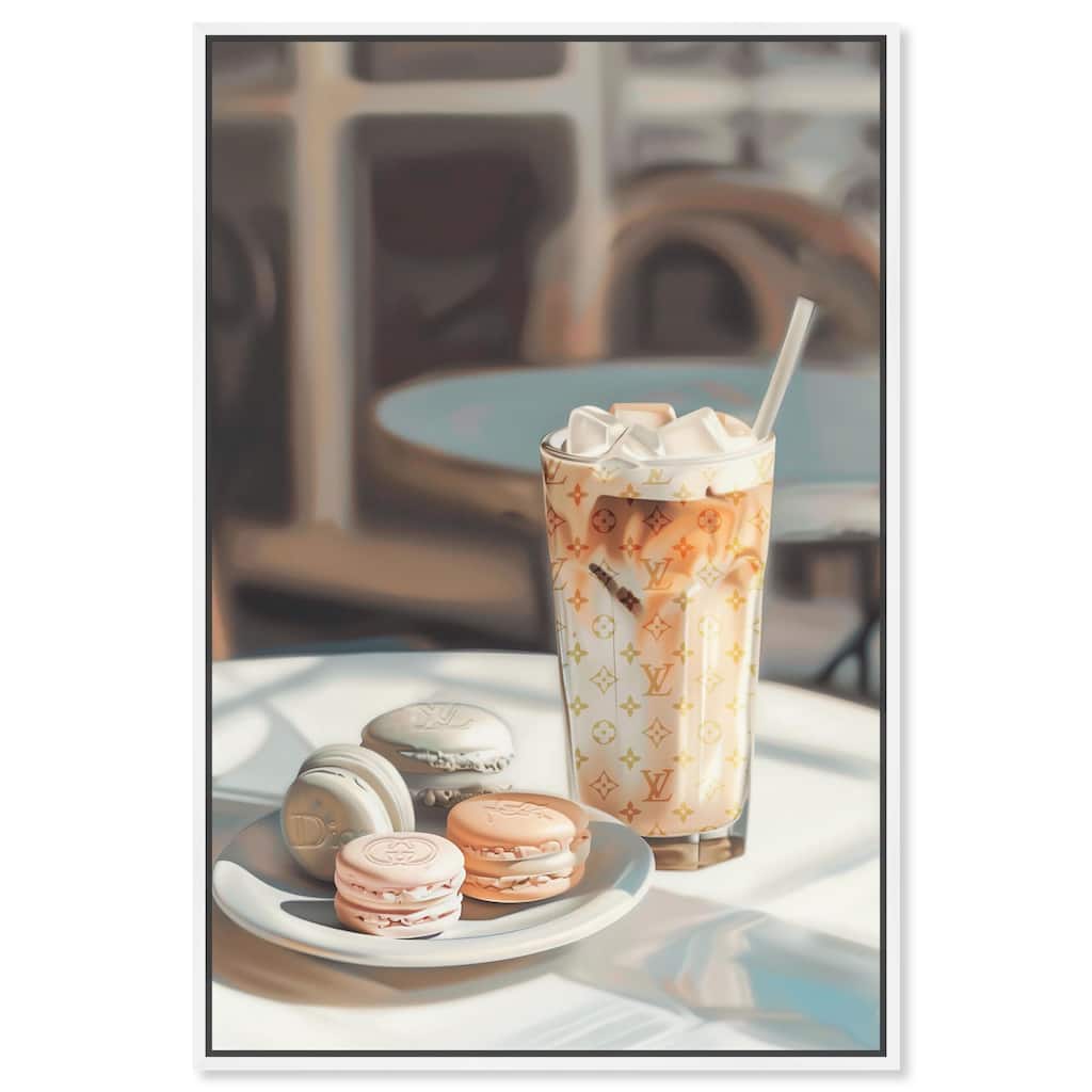 Glam Iced Coffee and Macarons Canvas by Art Remedy