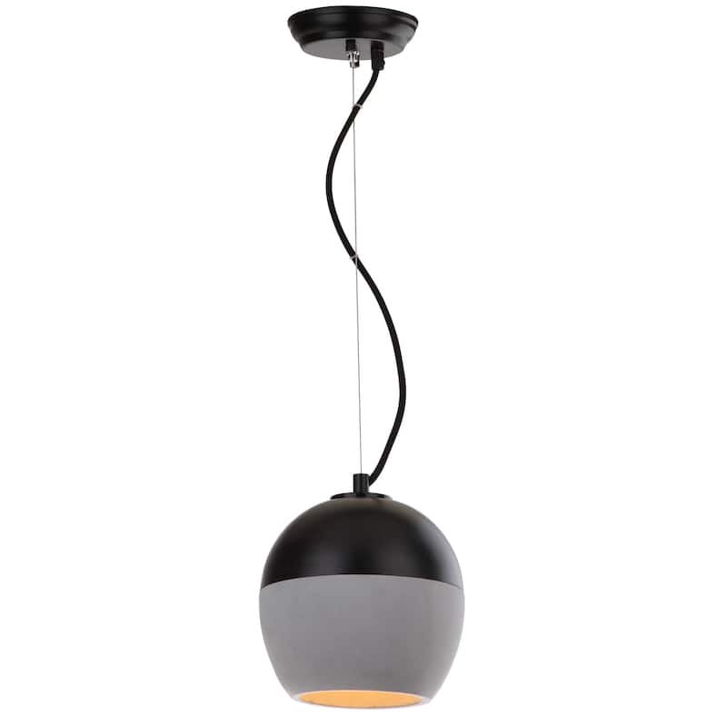 SAFAVIEH Lighting Kira Adjustable 1-light Grey / Black Pendant - 7.875"x7.875"x10-82" - 8" W x 8" D x 10-82" H