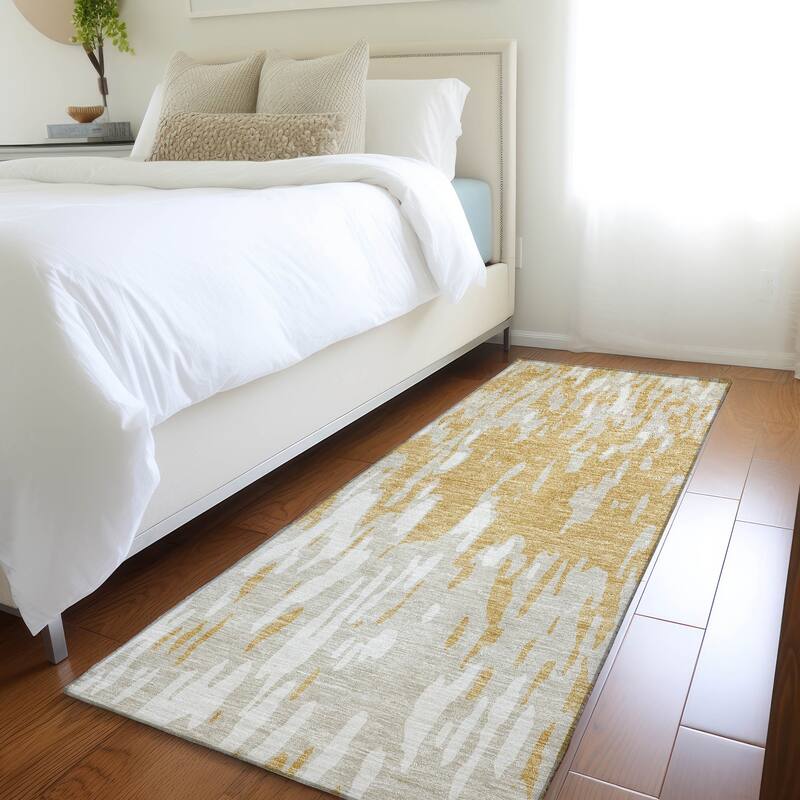 Premium Washable Super Soft Abstract Modern Mayfield Rug - Gold - 2'3" x 7'6"