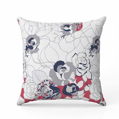 Regal Rose Retreat Indoor/Outdoor Reversible Throw Pillow Gray and Red