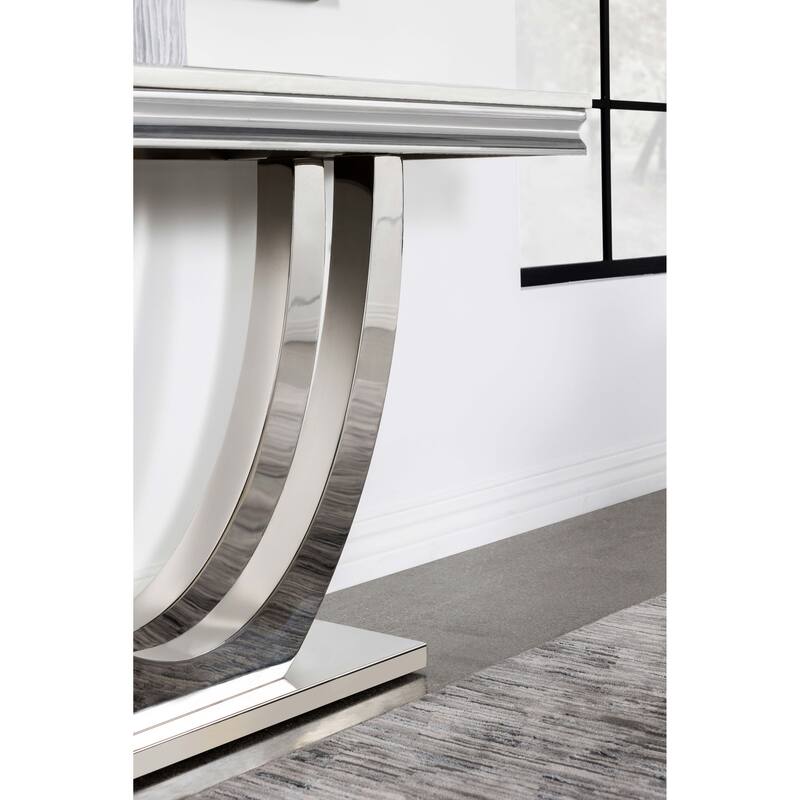 Kerwin U-base Sintered Stone Top Entryway Sofa Console Table Chrome