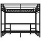 preview thumbnail 11 of 12, Queen Over Twin XL Black Metal Bunk Bed with Foldable Lower Bed, Light Strip, Desk and Shelves, High Loft Bed with Clothes Rail