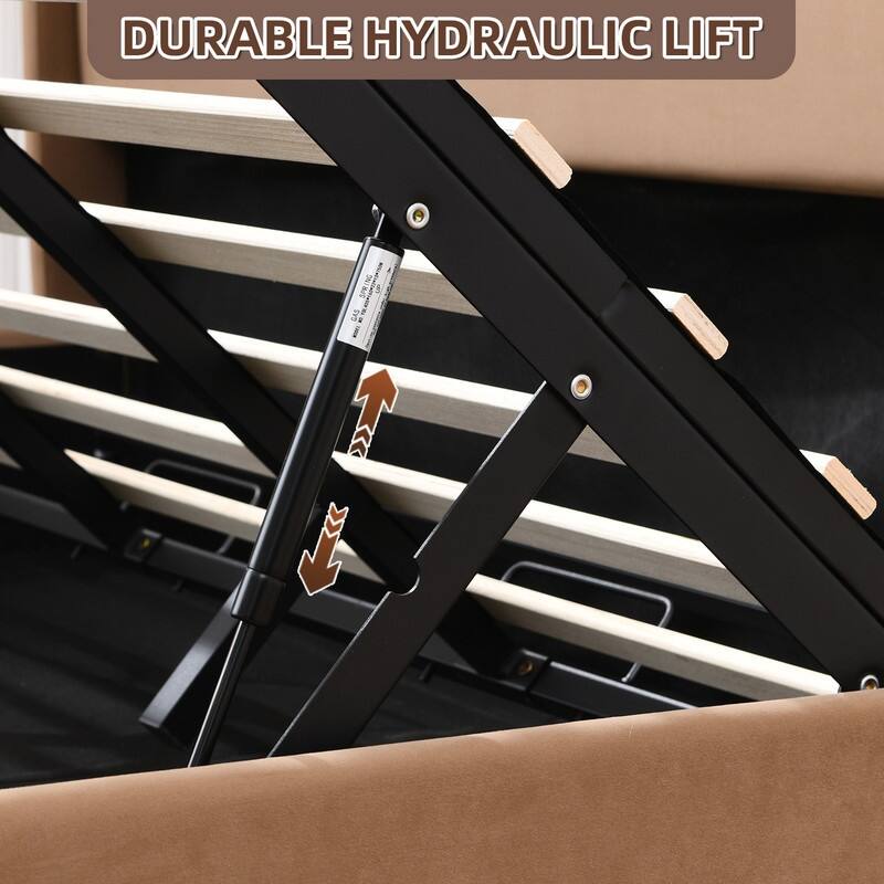 Modern Minimalist Upholstered Storage Bed with Lift-Up Platform
