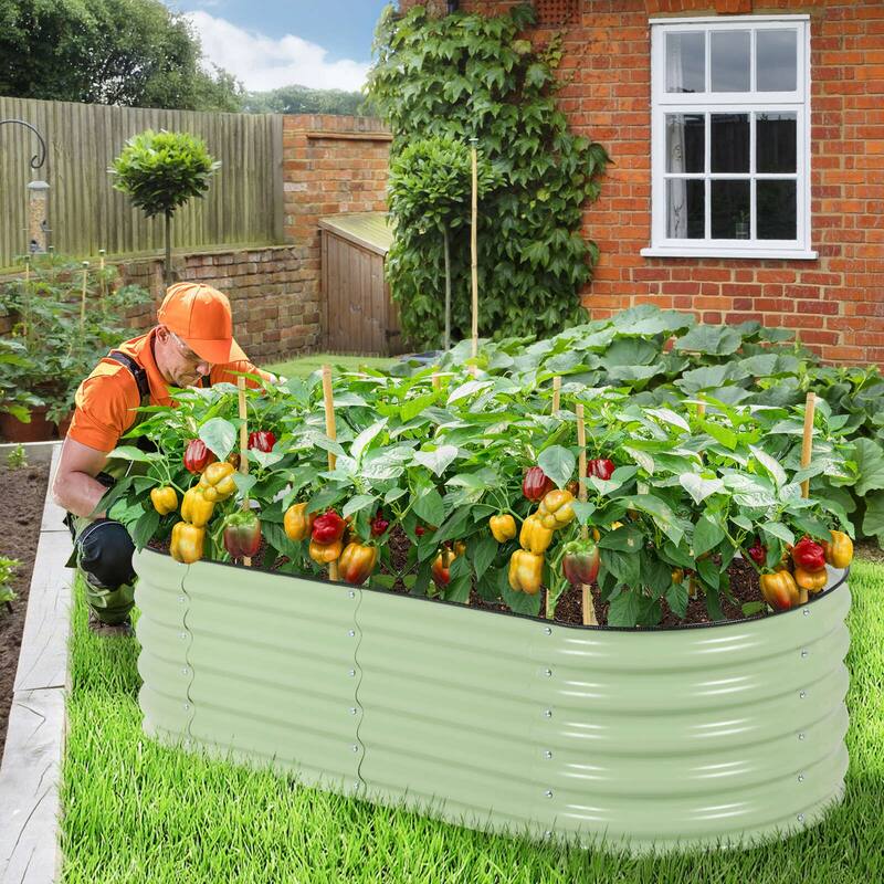 Aoodor 4 in 1 Modular Aluzinc Metal Raised Garden Bed - Outdoor Garden Planter Box for Vegetable, Flower, Herb - N/A