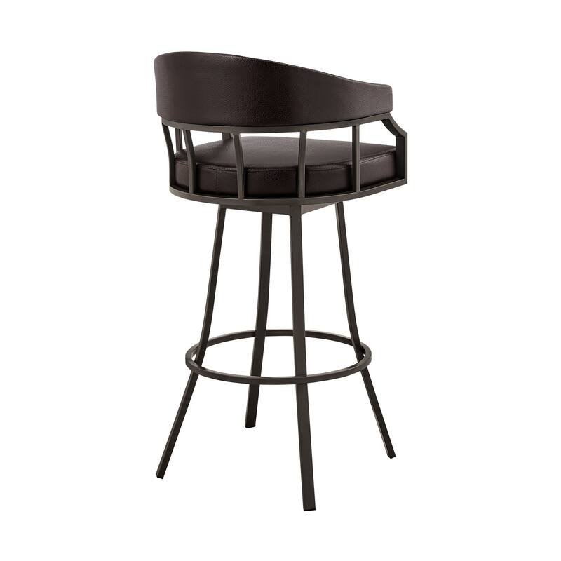 Faux Leather Swivel Bar Chair with Iron Frame and Footrest