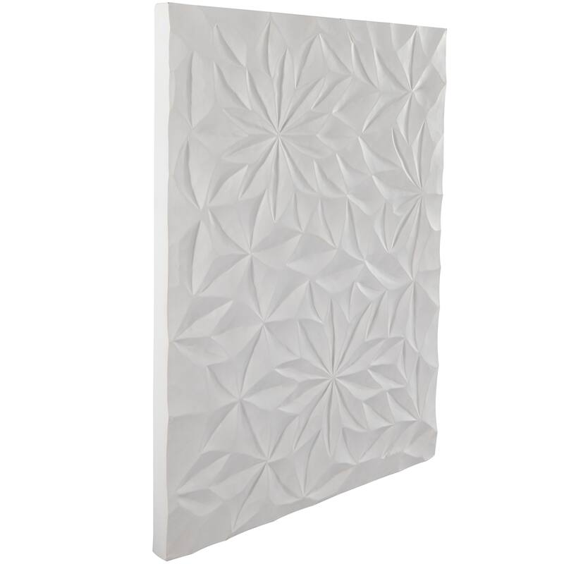 CosmoLiving by Cosmopolitan White Wooden Handmade Carved Dimensional Abstract Panel Geometric Home Wall Decor