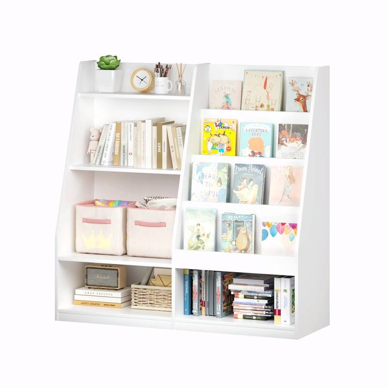 Kids Wooden Bookshelf and Toy Storage Organizer with 4-Tier Shelves