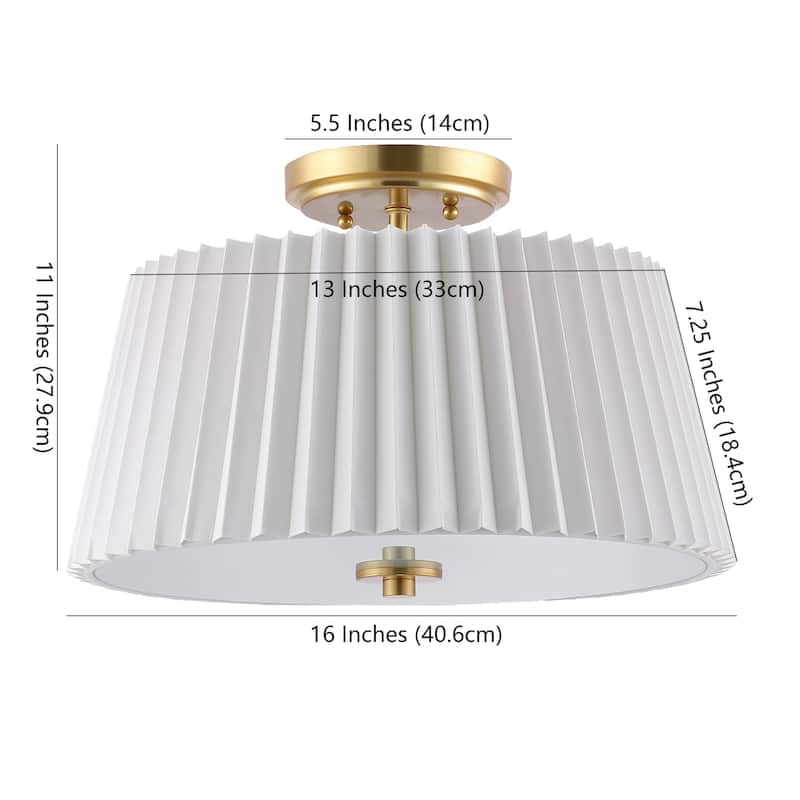 SAFAVIEH Lighting Alexandra Flush Mount - 16" W x 16" D x 11" H - Brass Gold/White - 16Wx16Dx11H