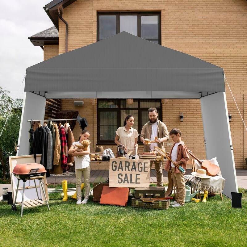 Gymax 14 X 9.2 FT Pop up Canopy Tent w/ 2 Convertible Sidewalls to