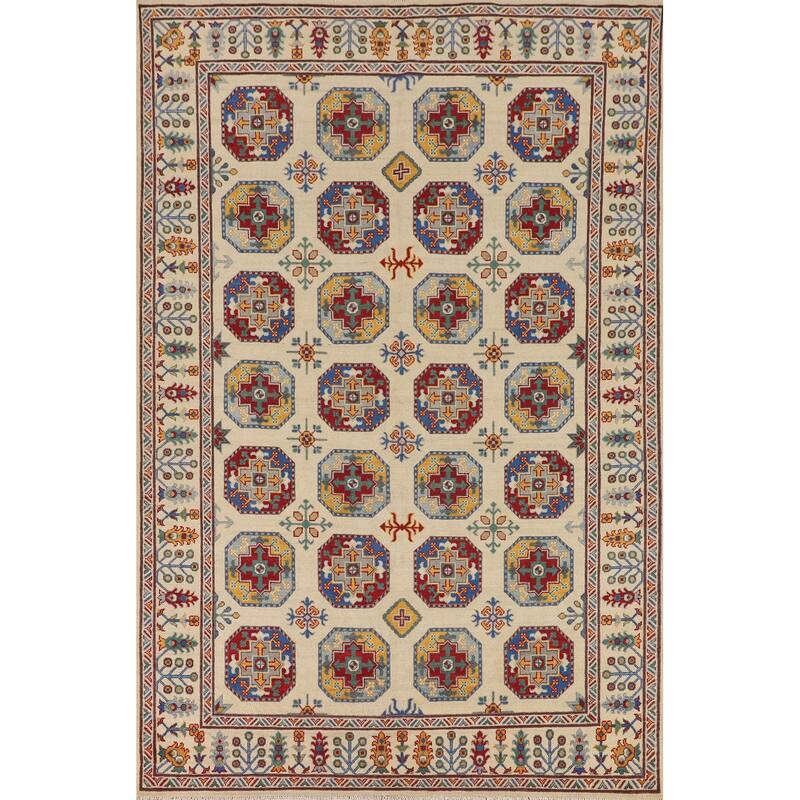 Geometric Kazak Oriental Area Rug Handmade Wool Carpet - 6'5" x 9'8"