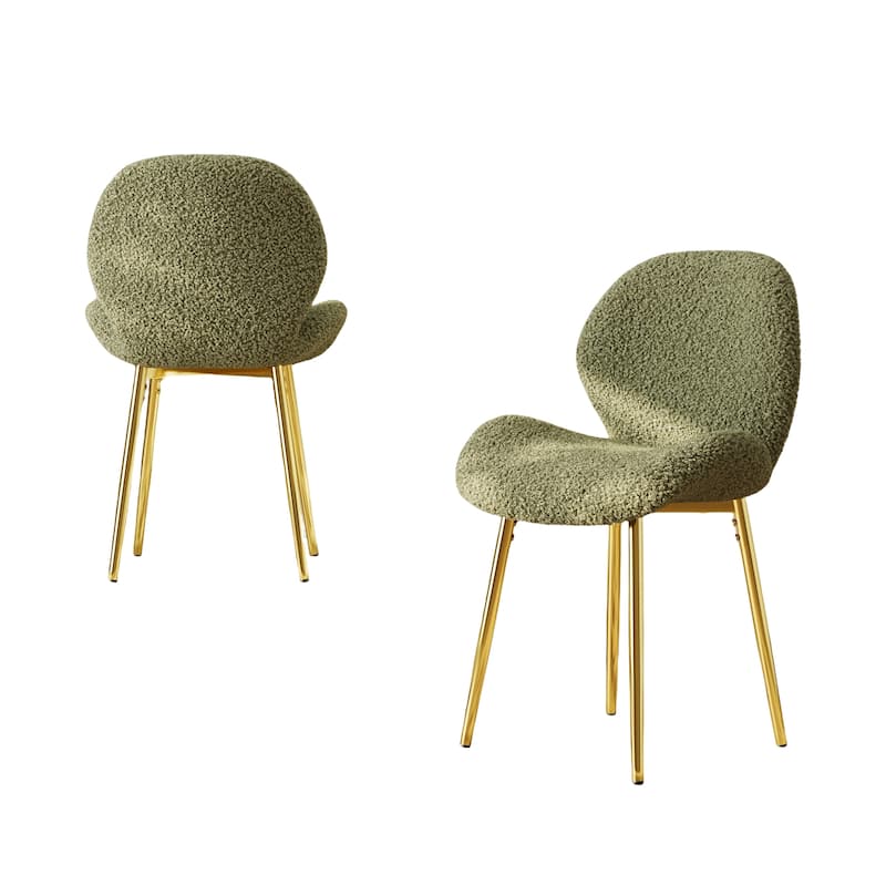 Modern Velvet Dining Chairs, Gold Metal Legs, Kitchen/Office, Set of 2