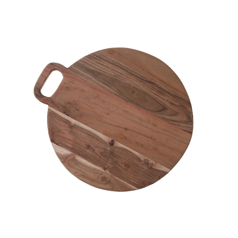 IH Casa Decor Acacia Wood Round Serving Board With Handle 18"