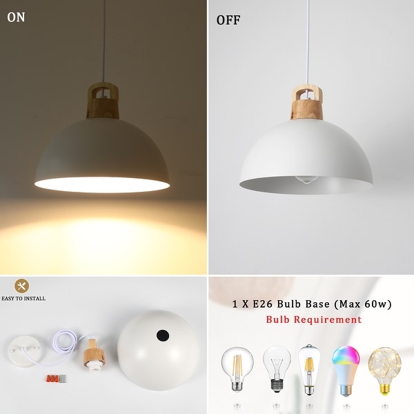 1-Light Modern Pendant Light Fixture with Plug-in Switch for
