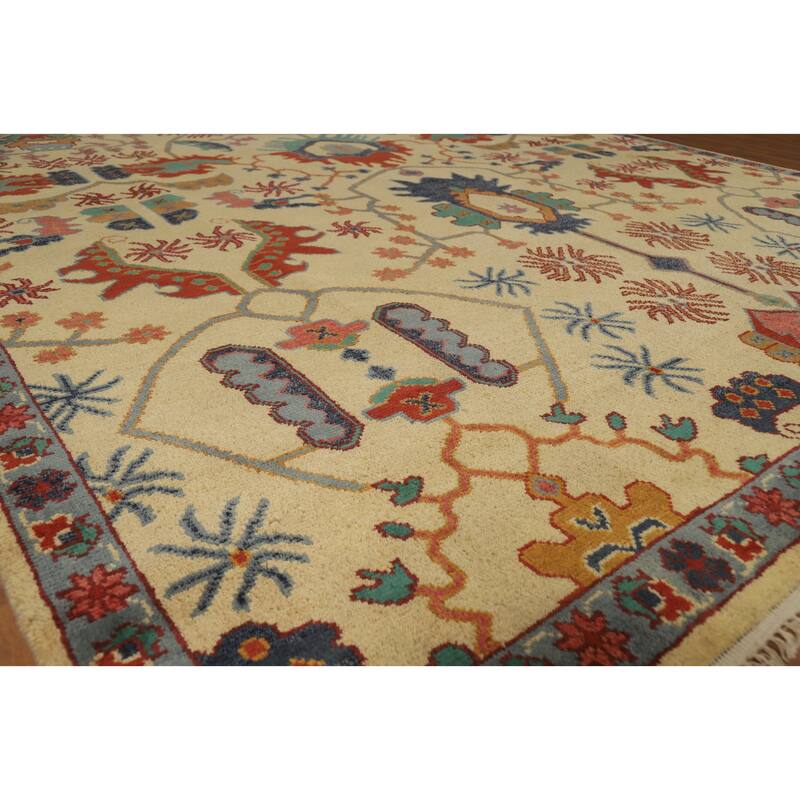 Heriz Serapi Indian Area Rug Handmade Wool Carpet - 9'1" x 12'1" - 9'1" x 12'1" - Yellow