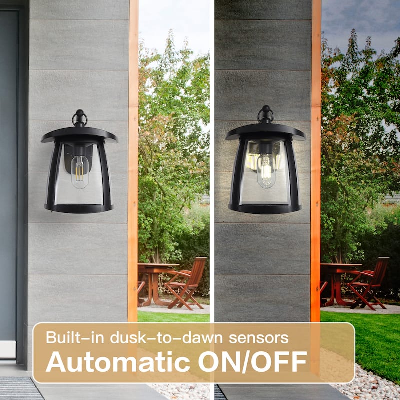 Sofucor Black Outdoor Waterproof Solar Wall Sconce Light 4 Lighting Modes-10in H - N/A