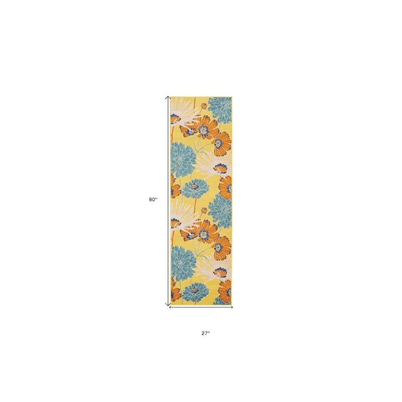 Galaz Power Loomed Floral Traditional Low Pile Durable Area Rug By HomeRoots - 90' X '27' X '0.25