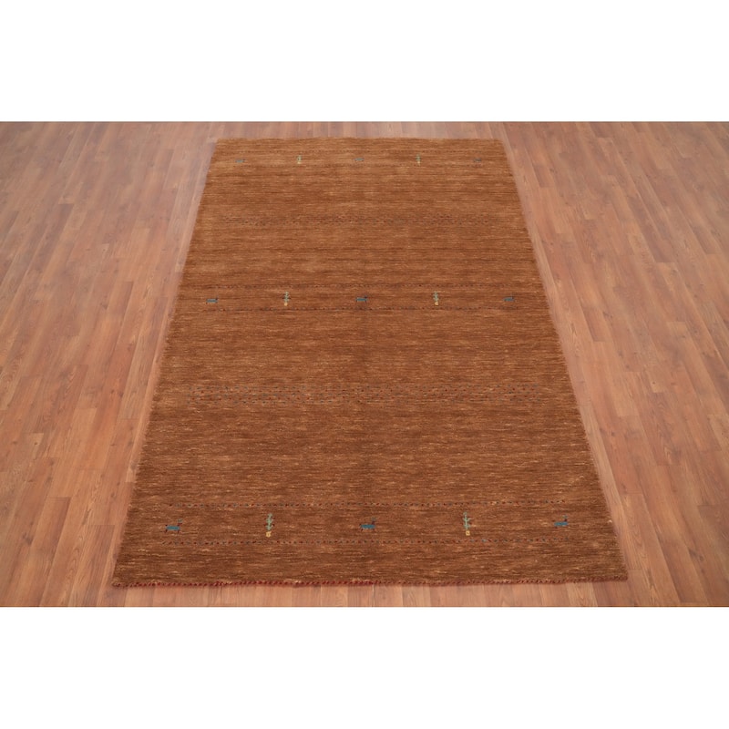 Hand Knotted Oriental 100% Wool Carpet Tribal Animal Pictorial Brown Gabbeh Area Rug - 7' 9'' X 5' 2''